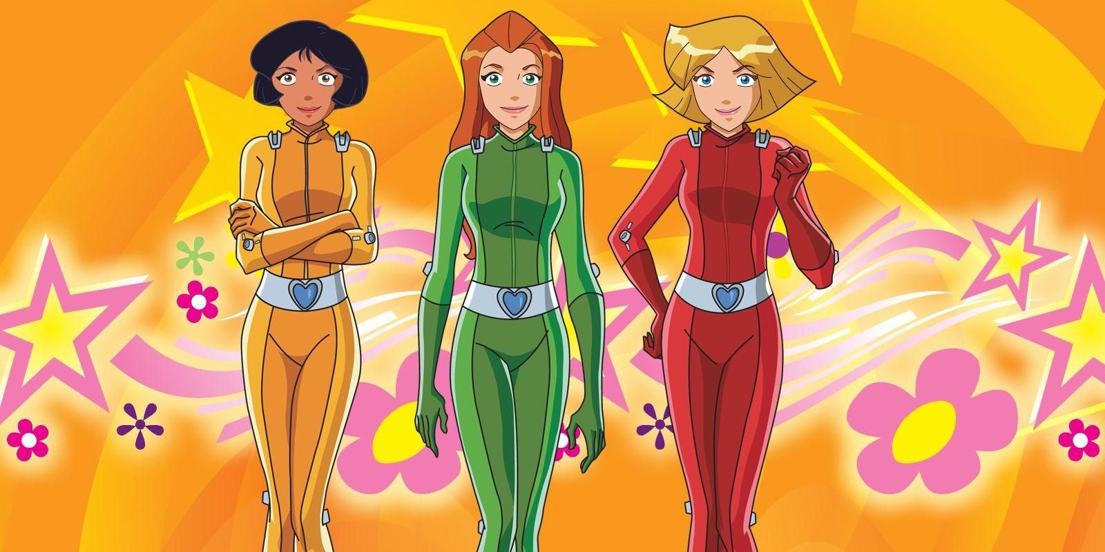 Sam, Clover, and Alex wearing their spy outfits in Totally Spies.