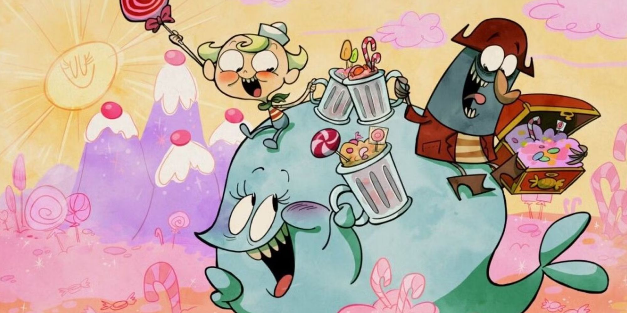 Flapjack with Bubbie and Captain K'nuckles search for Candy Island