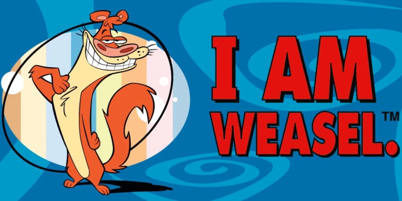 I.M. Weasel smiles on I Am Weasel promotional art.